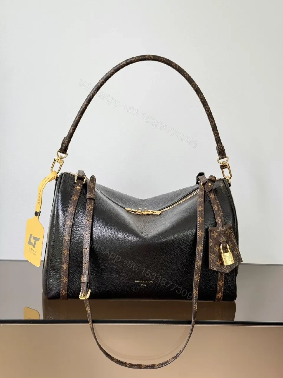 Structured Leather Satchel: Monogram Accents, Gold Hardware, Everyday Utility — view 1