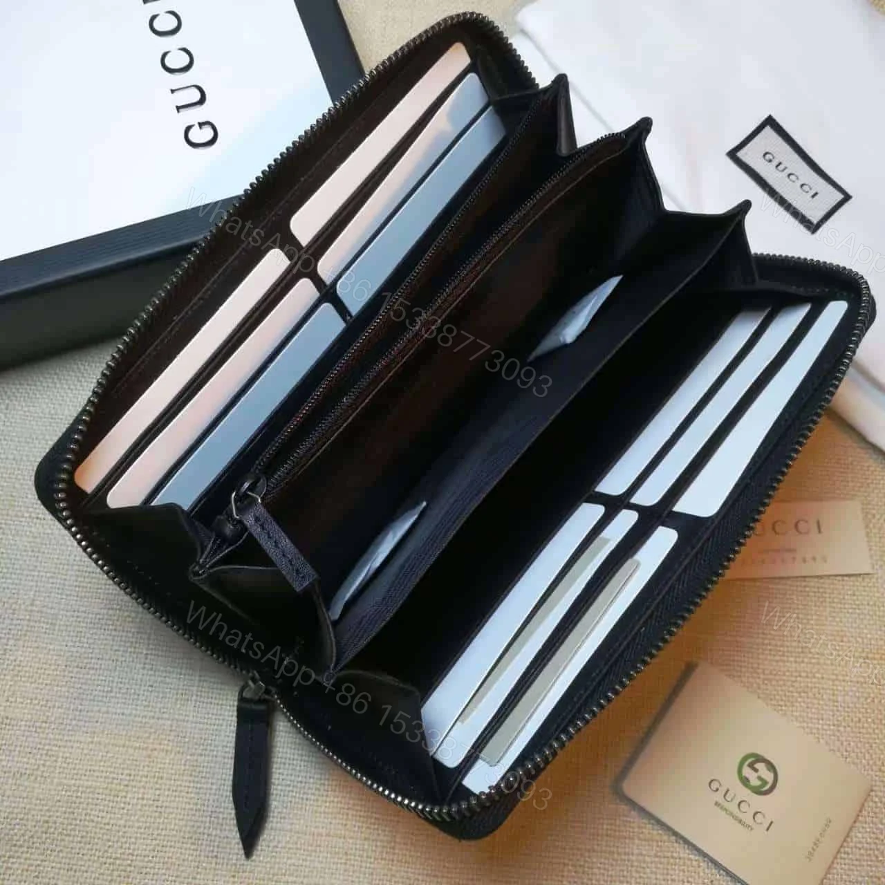 View 5 of GUCCI BEE PRINT GG SUPREME ZIP AROUND WALLET