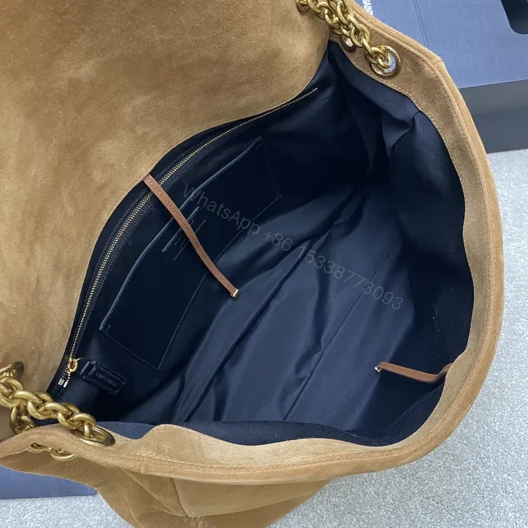 View 9 of Soft Suede Quilted Tote with Gold YSL Emblem â€” Everyday Luxury