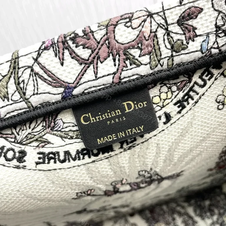 View 2 of Lux Floral Jacquard Tote - Diamond Logo Stripe, Dior-style Luxury Tote