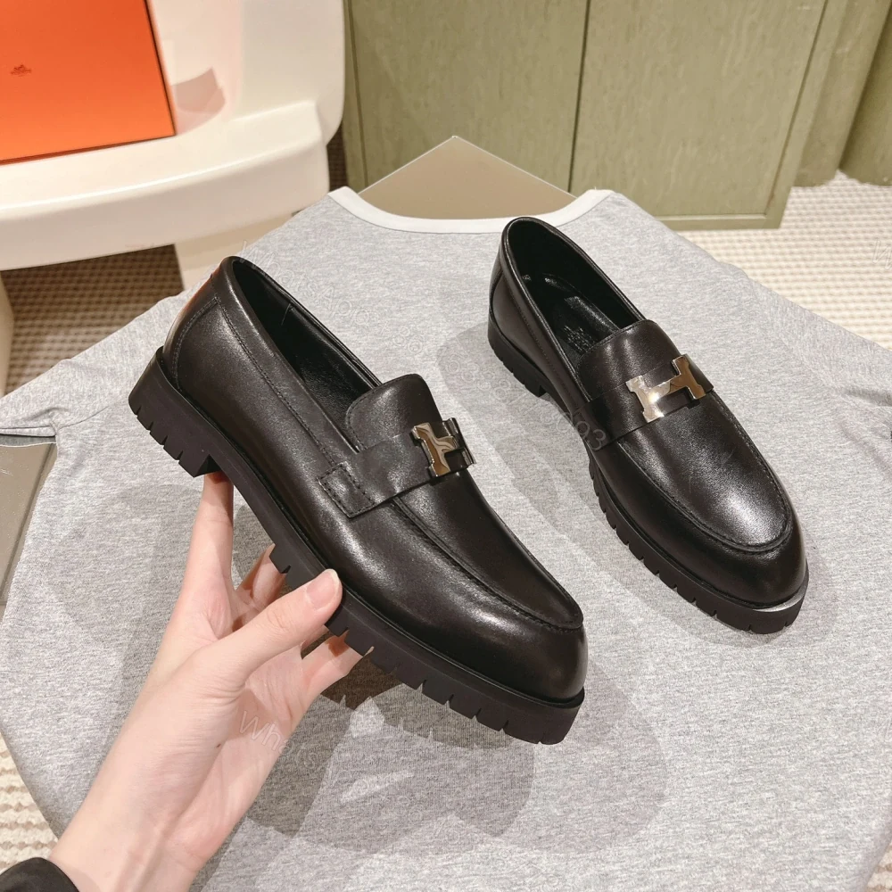 View 3 of 高仿Hermes*H232137Z02小牛皮樂福鞋黑色免檢版