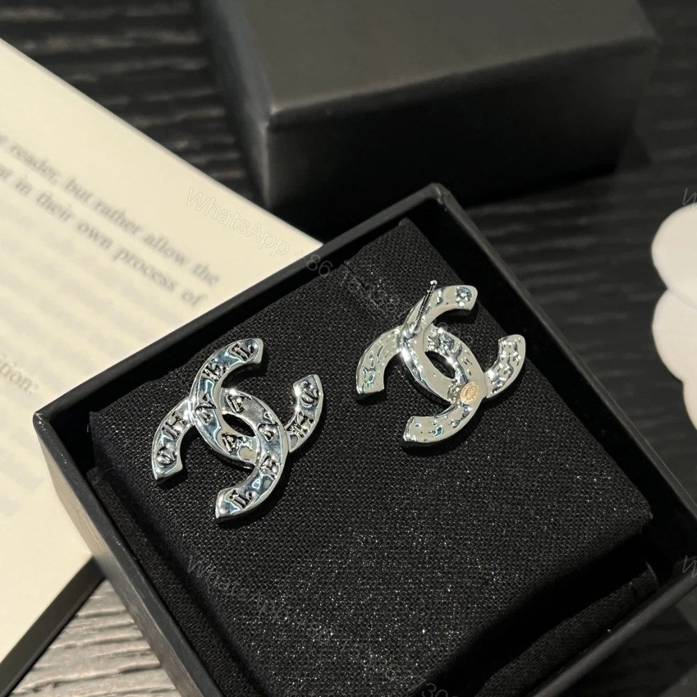 View 4 of Chanel Cc Classic Logo Earrings Silver