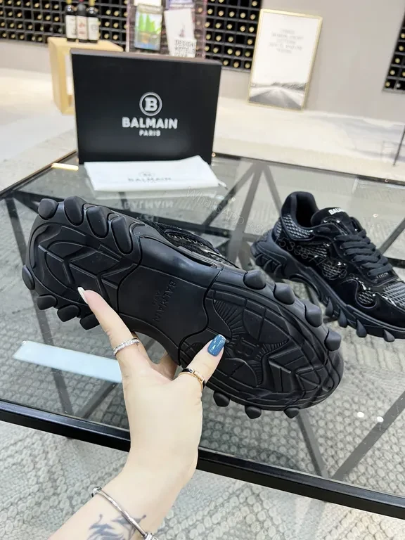View 9 of Textured Black Balmain High-Top Sneakers: All-Day Comfort