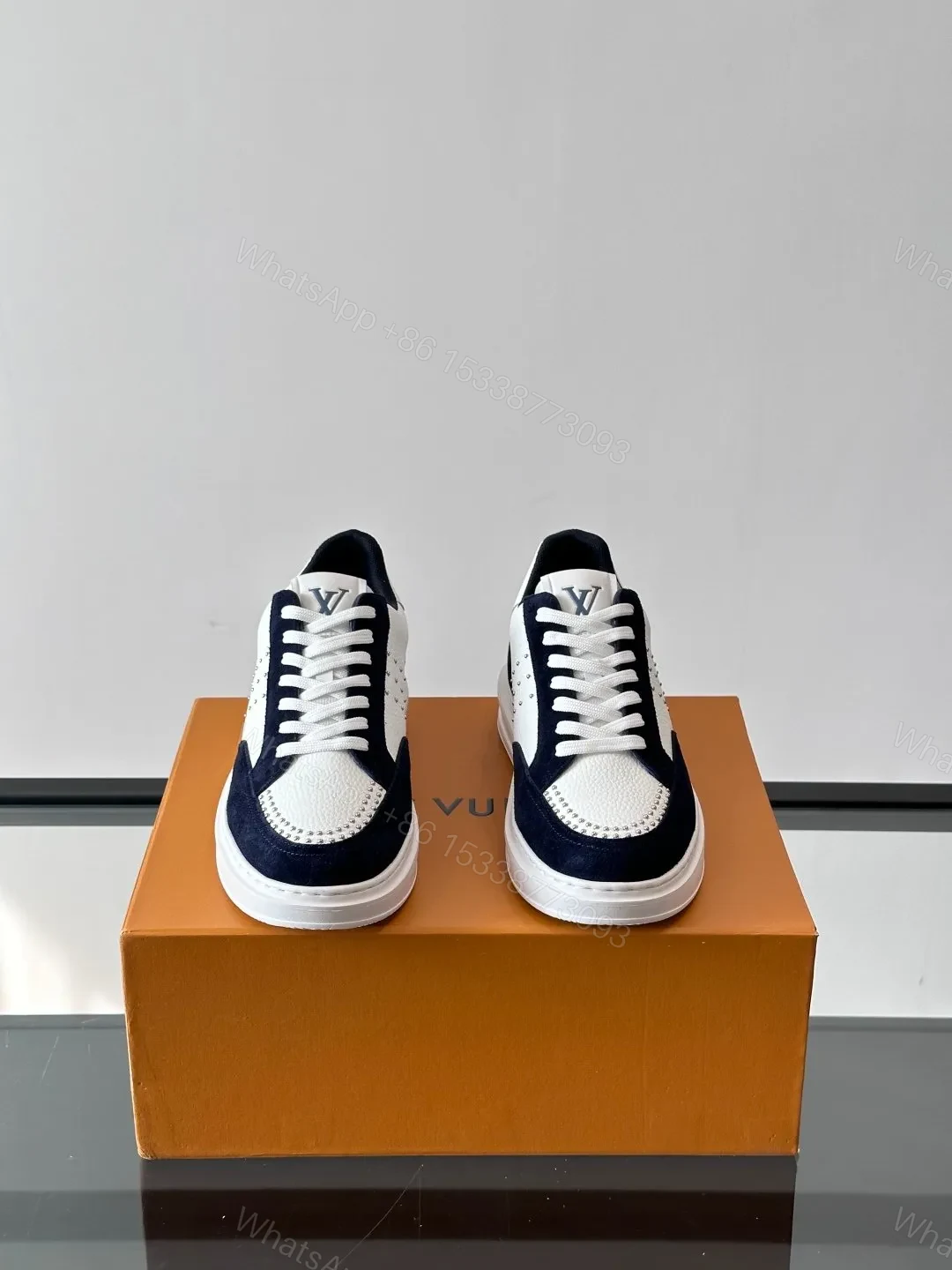 View 2 of LV Men White Leather Suede Sneakers