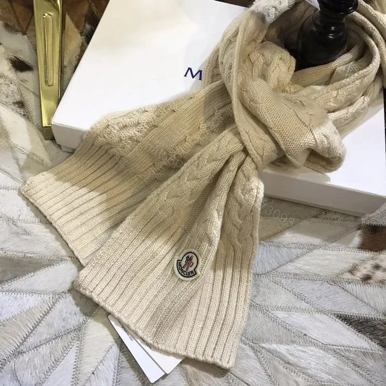 View 2 of Neutral Beige Moncler Knit Set: Wool-Blend Scarf & Beanie