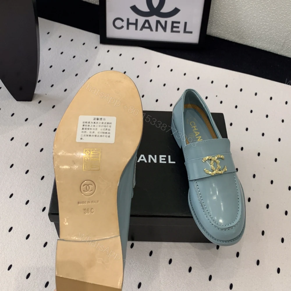 View 9 of 高仿Chanel*24S系列G45663E牛皮革樂福鞋藍色3CM免檢版