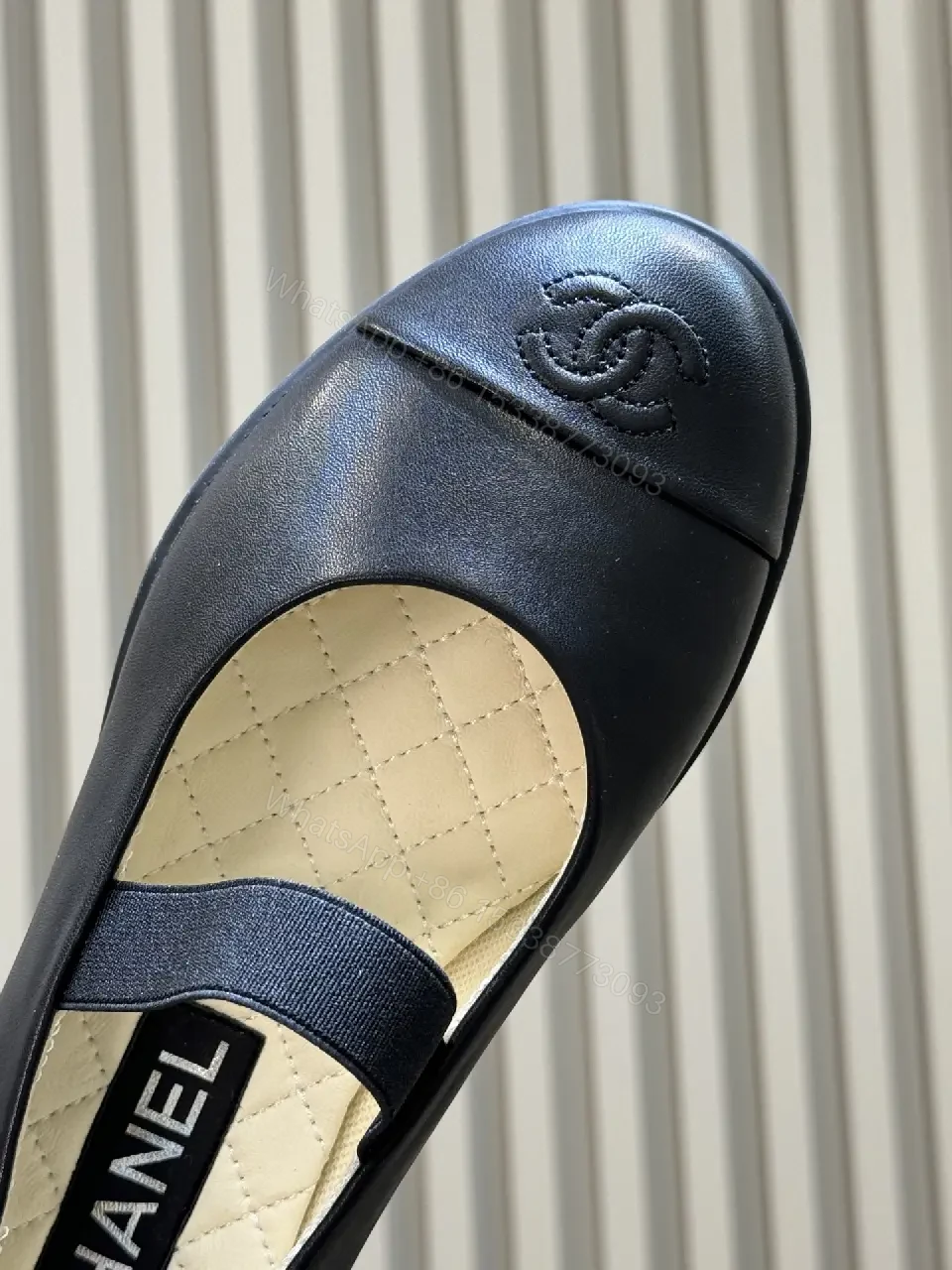 View 2 of Black Leather Mary Jane Smooth-Heel Chanel Shoes