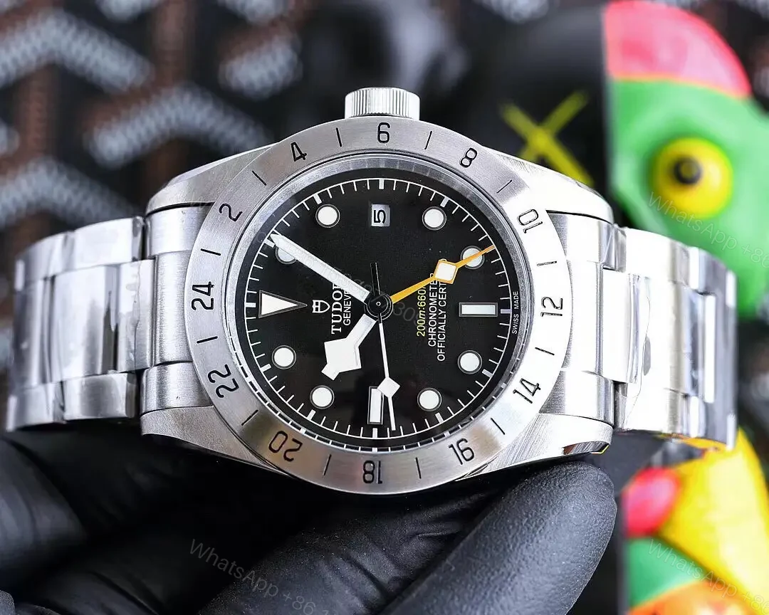 View 4 of Tudor Qichen GMT Black Dial 24-Hour Bezel Steel Bracelet Premium 42MM TUDOR-BB-GMT-42-BLK-STEEL