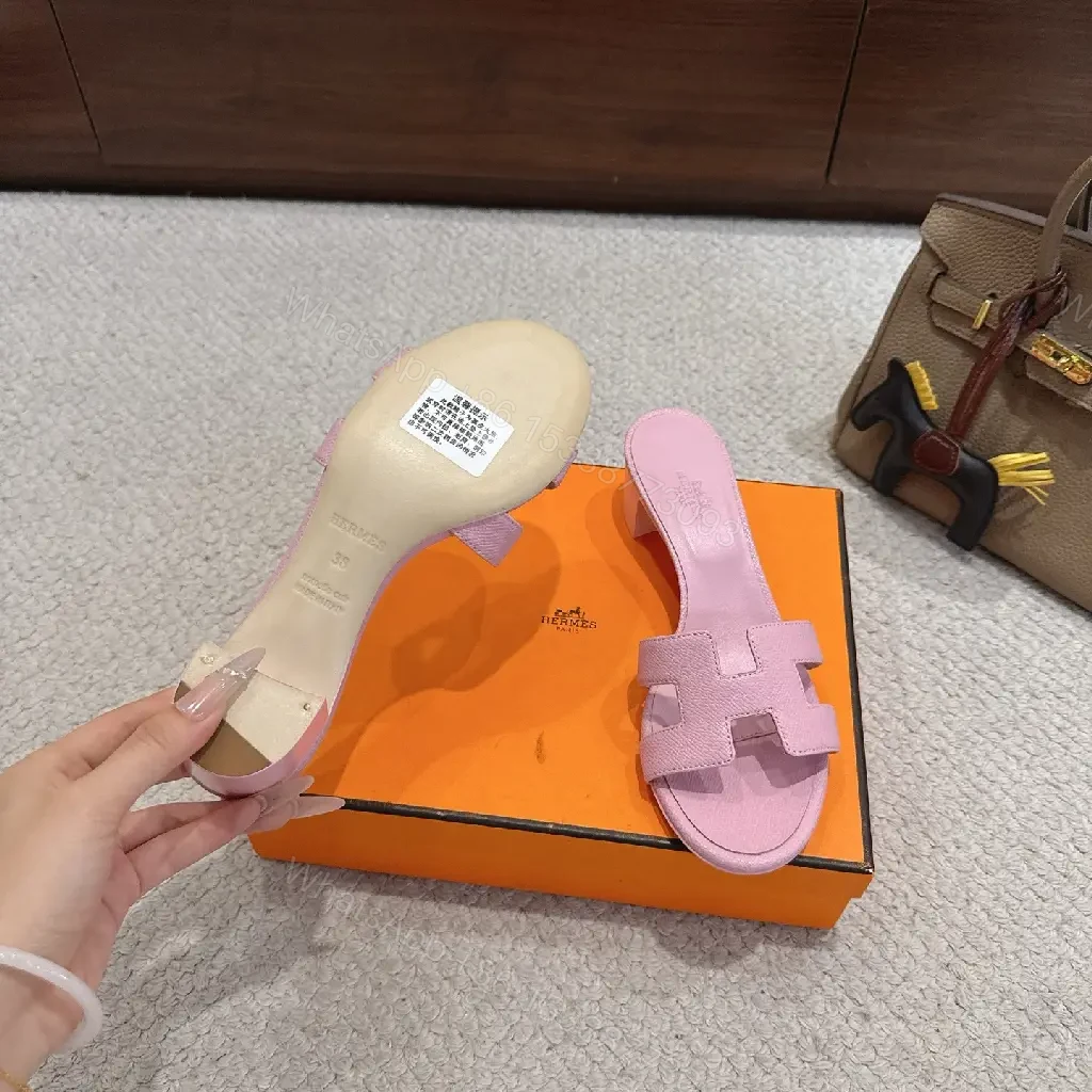 View 10 of Pink Leather Sandals Lux Style Key H Disney Hermès vibe SLIDE