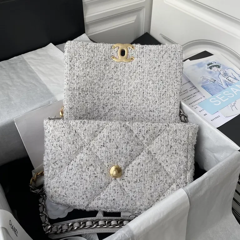 View 7 of Chanel-Inspired Tweed Flap Bag with Bold Chain â€” Luxury Everyday