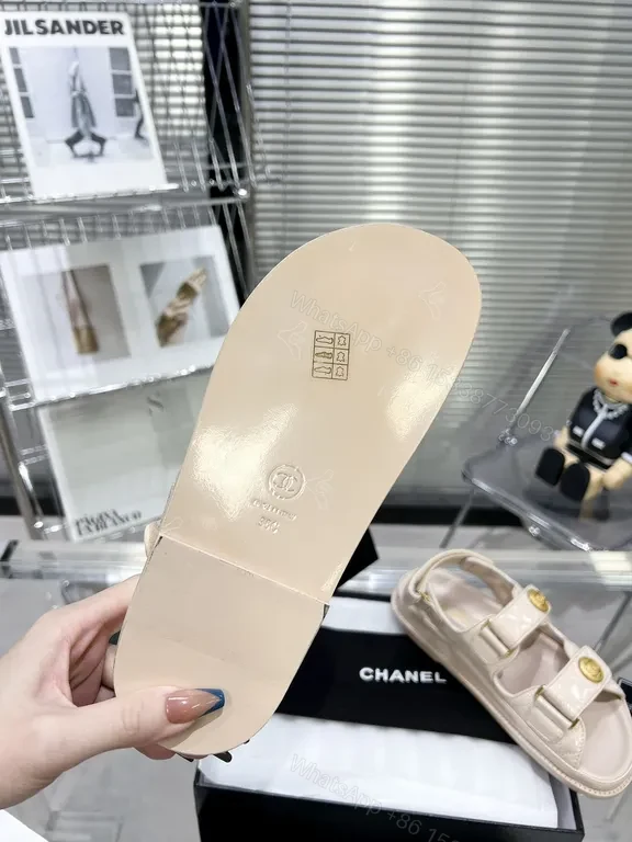 View 5 of Chic Minimalist Sandals with Gold Hardware - Leather