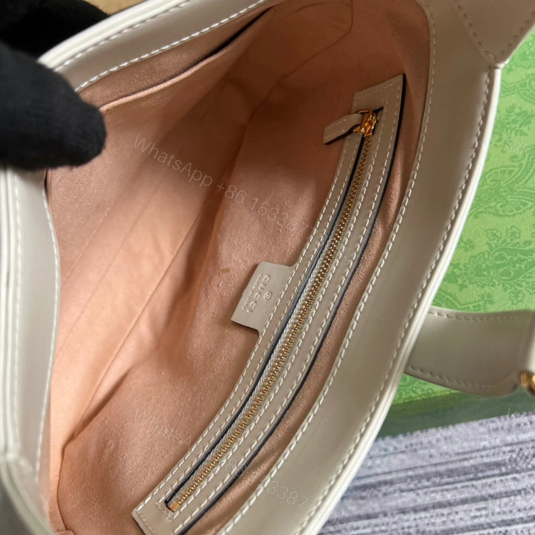 View 9 of GG JACKIE SMALL 28 SHOULDER BAG IN WHITE CALFSKIN