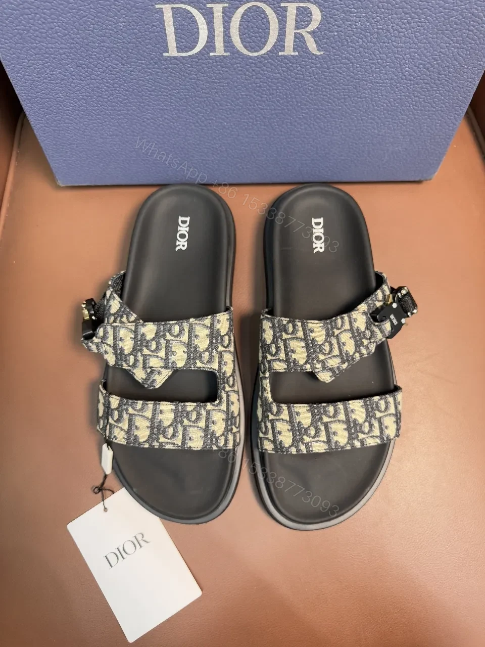 Patterned Luxury Slides with Signature Monogram Comfort — view 1