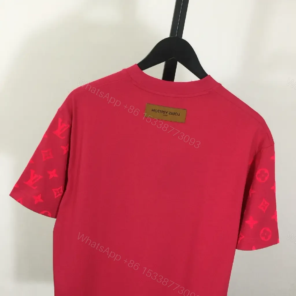 View 4 of Pink Monogram-Accent Cotton Tee: Luxe Streetwear, All-Day Comfort
