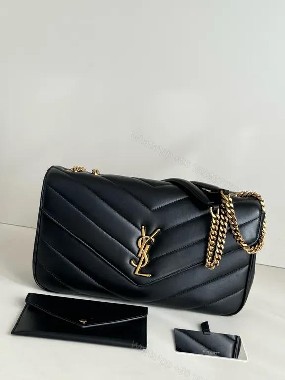 View 2 of Chic Black Quilted Leather Shoulder Bag with Gold Chain