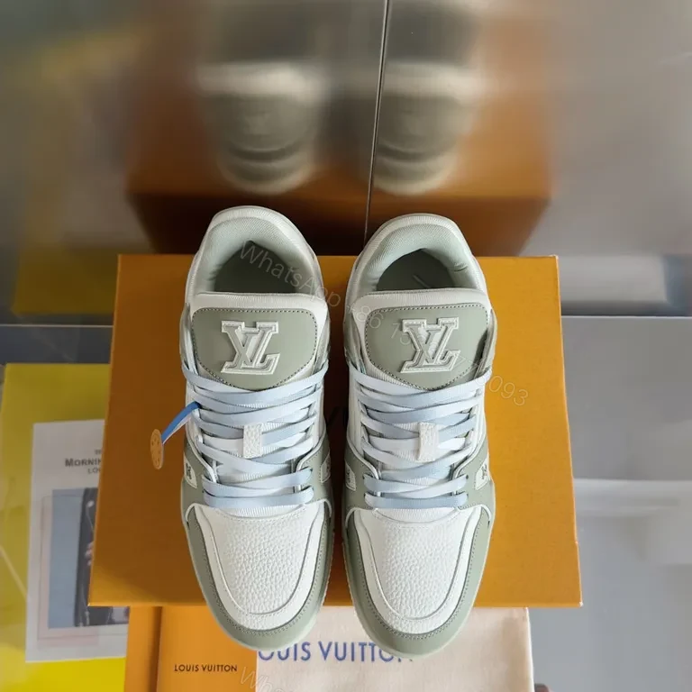 Bold LV All-Season Leather Sneakers with Velvet Panels — view 1