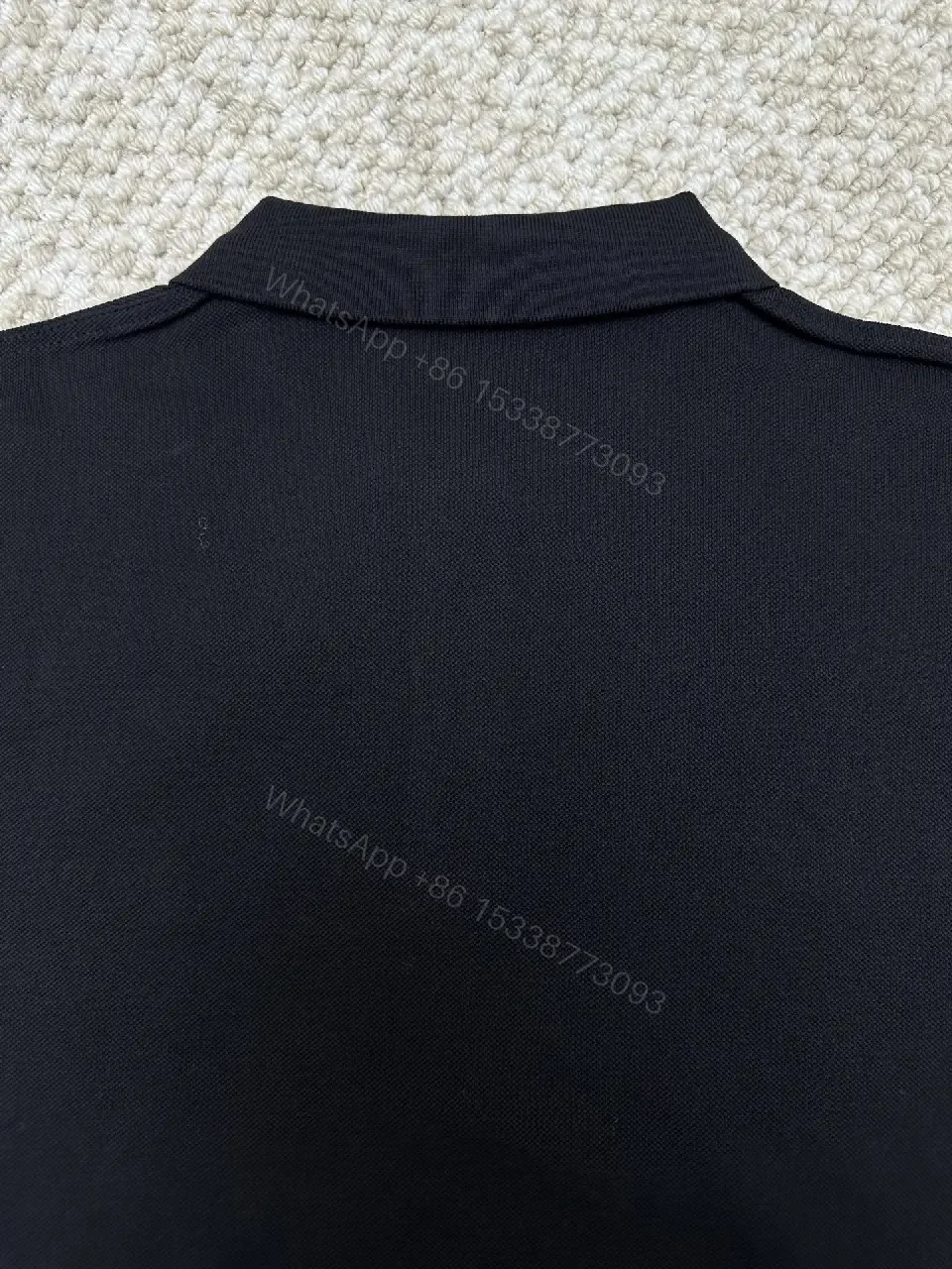 View 11 of black cotton polo shirt with logo for everyday luxury men