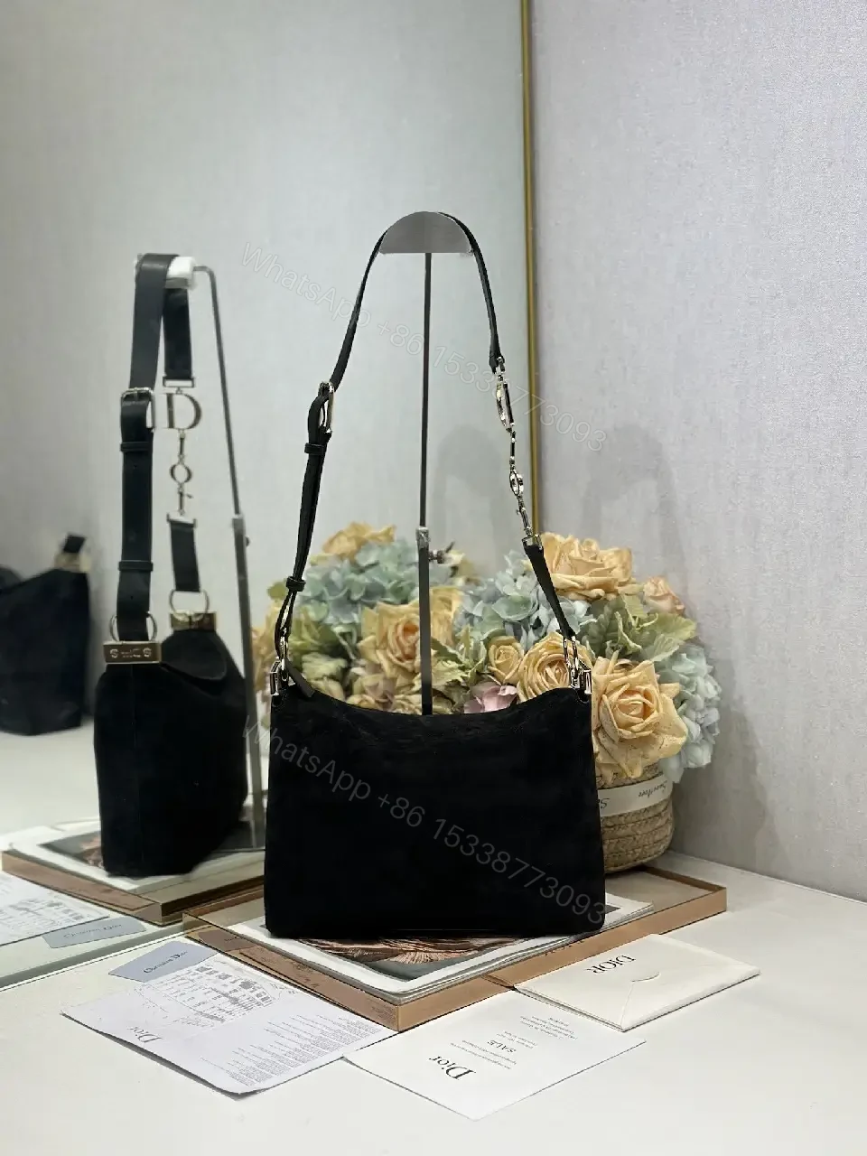 View 2 of Compact Black Diors Inspired Shoulder Bag: Everyday Luxury