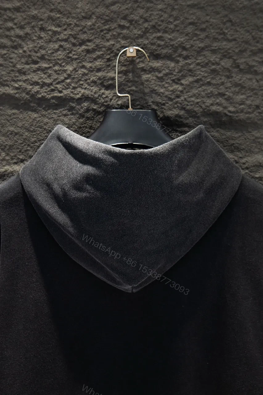 View 4 of Charcoal Fleece Hoodie: Oversized, Logo Patch, Premium Comfort