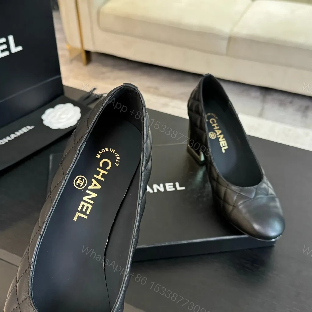 View 3 of Quilted Leather Pumps — City-Ready Comfort, Almond Toe
