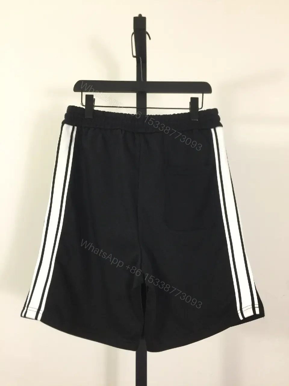 View 3 of Black Cotton Shorts with Drawstring - CELINE Logo, Casual Style