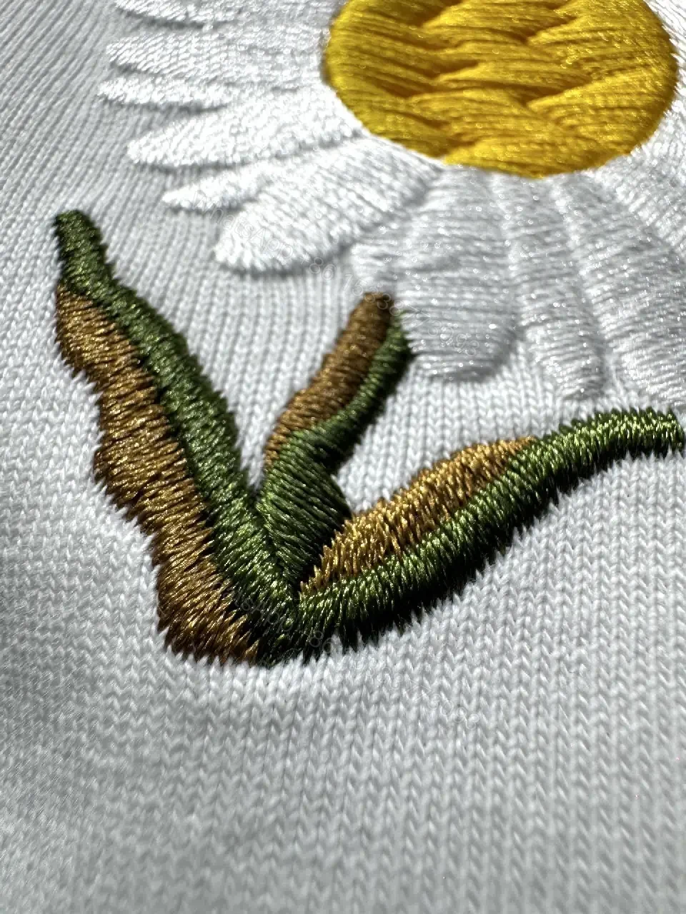View 11 of Soft-White Cotton Tee with Embroidered Daisy Accent, Relaxed Fit