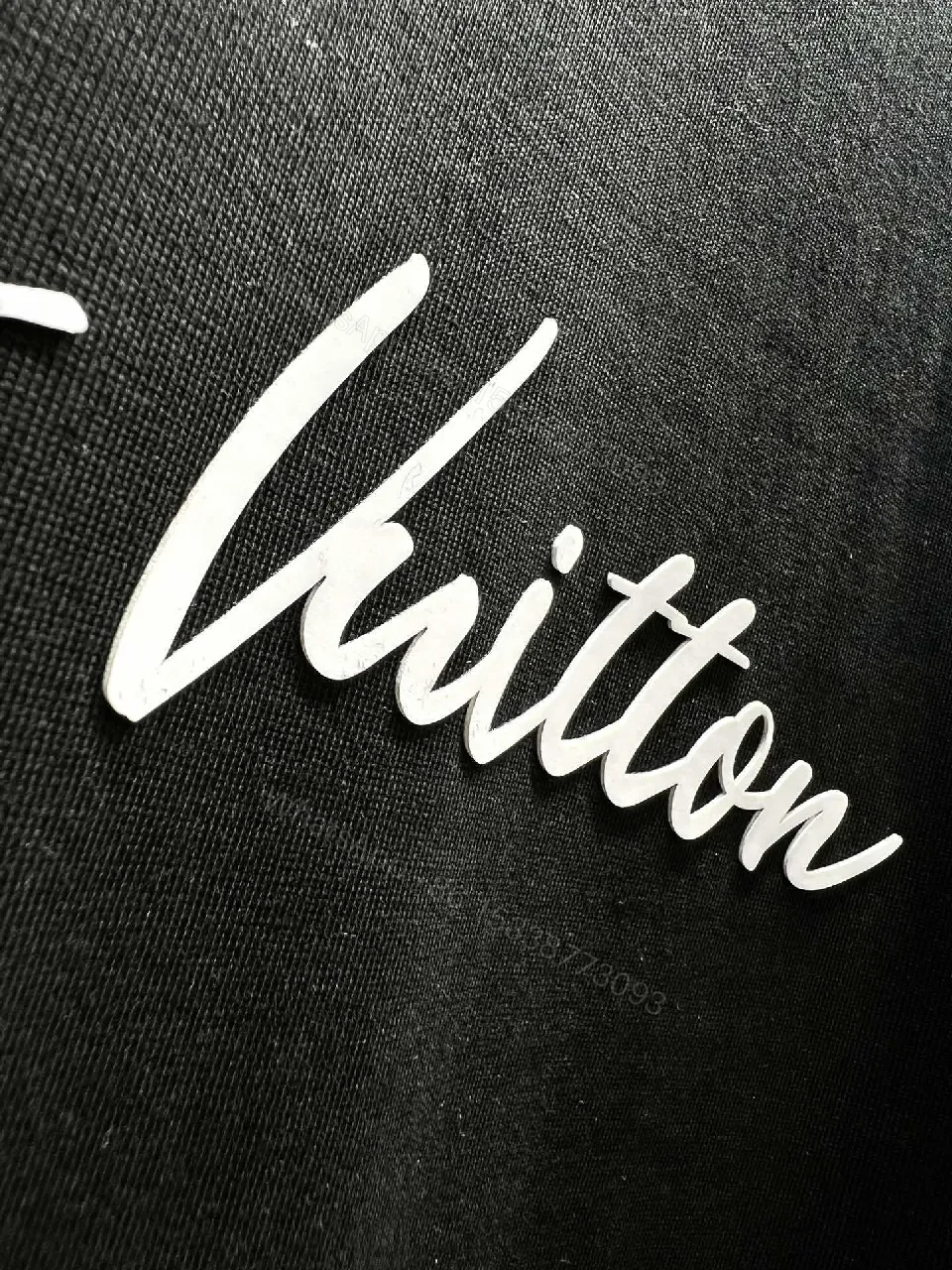 View 2 of Black Cotton Crewneck Tee Luxe Script Comfortwear