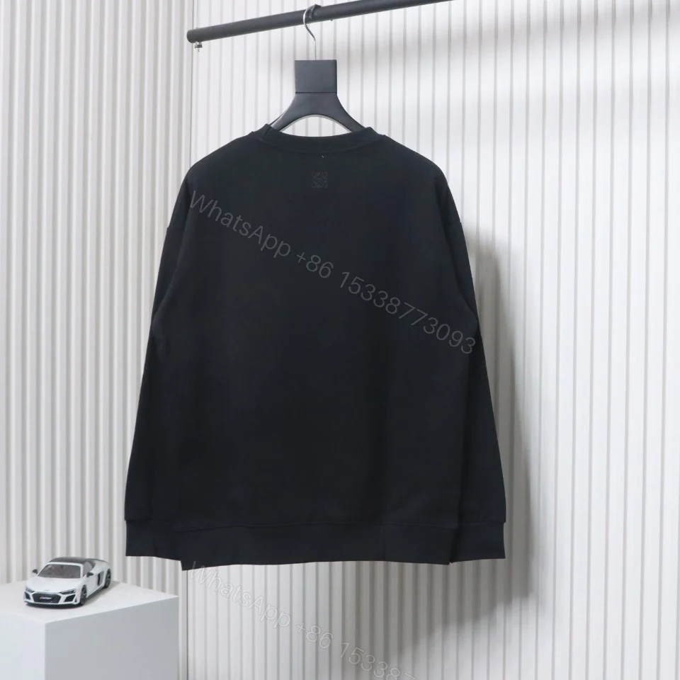 View 3 of Loewe Hollowed-out Smiling Round-neck Hoodie Black