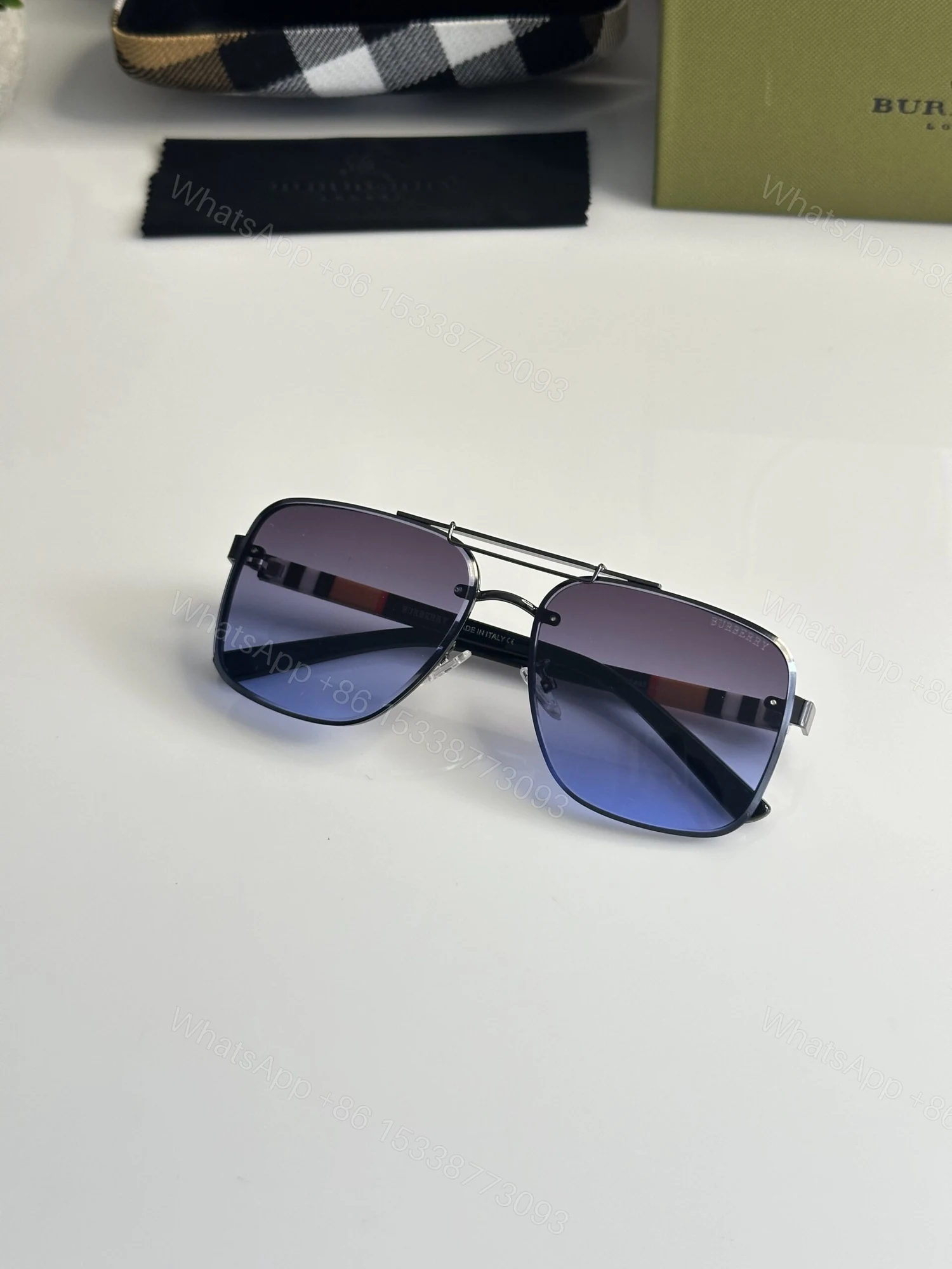 View 3 of First Copy Burberry 493 Black Blue Sunglasses
