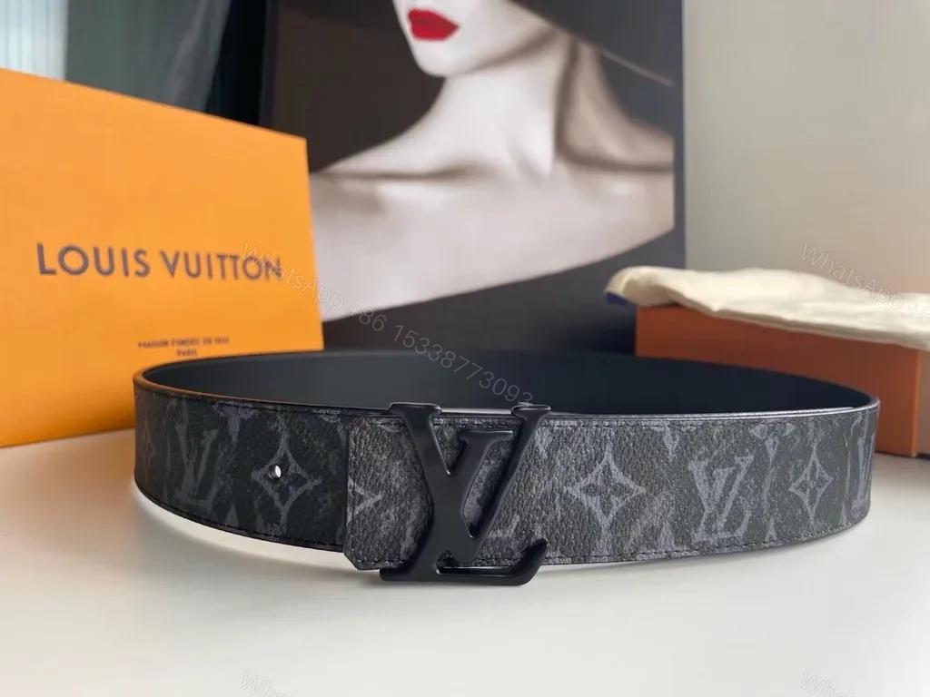 View 4 of Louis Vuitton Monogram Belt: Matte Gunmetal Buckle, Canvas