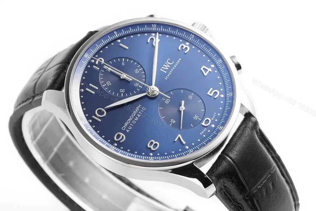 View 4 of IWC 150th Portugal Chronograph Blue Dial Black Leather Strap Ultimate 40MM IWC-PORT-150-CHR-BLU40