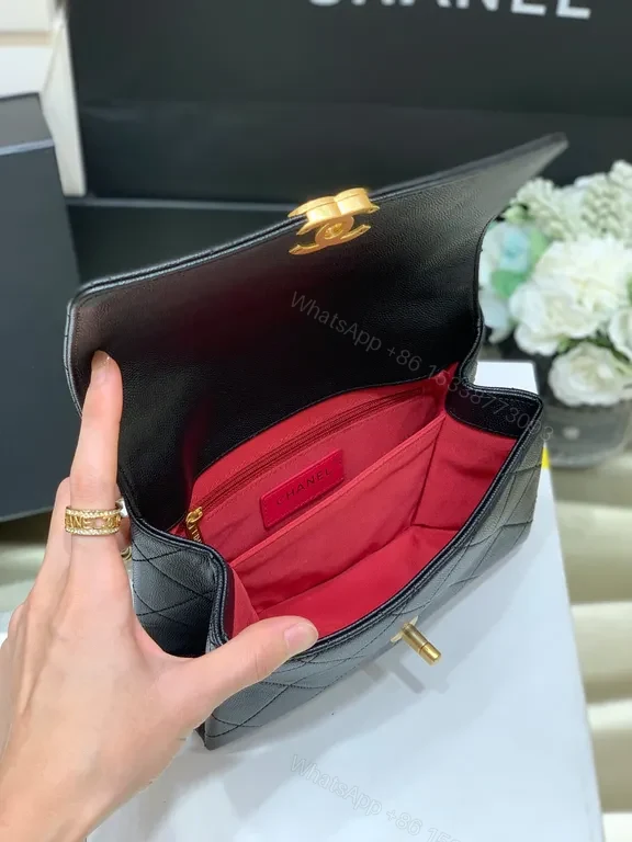 View 9 of Chanel-Inspired Quilted Black Leather Shoulder Bag