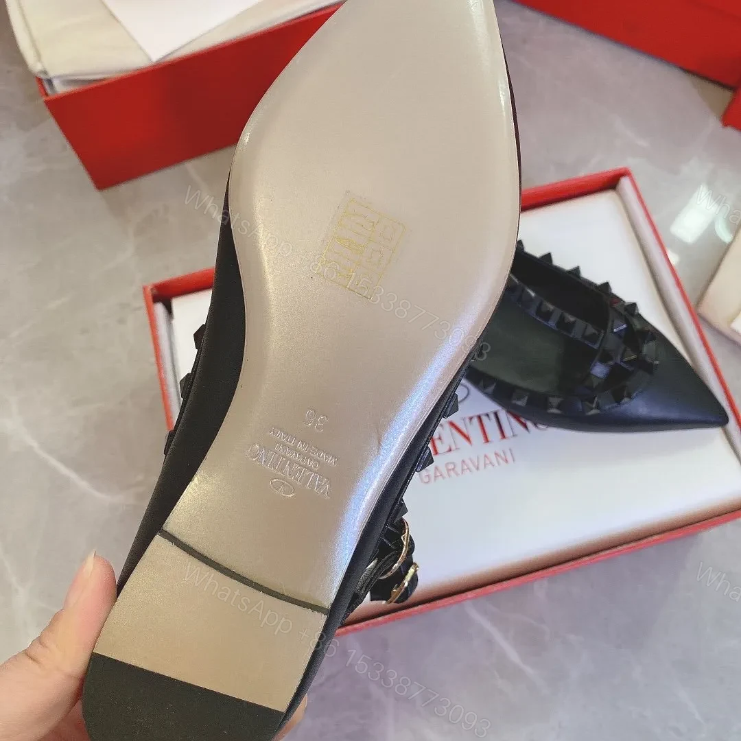 View 5 of Valentino Women Black Leather Pointed Flats