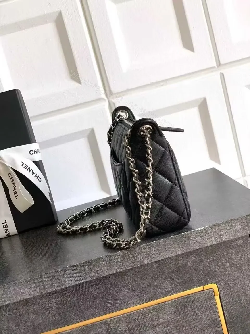 View 3 of Chic Quilted Leather Crossbody Bag - Iconic CC Hardware