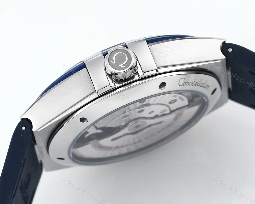 View 6 of Omega Constellation Meteorite Series 5th Generation 41MM Watch Blue and White with Leather Strap