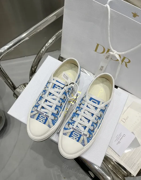 Blue Canvas Sneakers with Dior Monogram Logo - Modern Luxe Footwear — view 1