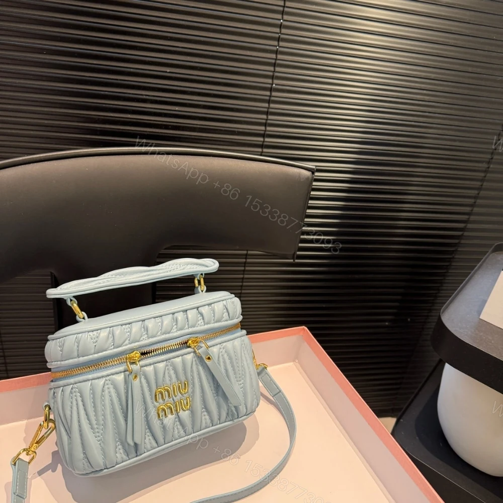 View 2 of MIUMIU MATELASSÉ NAPPA SHOULDER BAG CORNFLOWER 19CM 5BH230 N88 F0591 V OOO