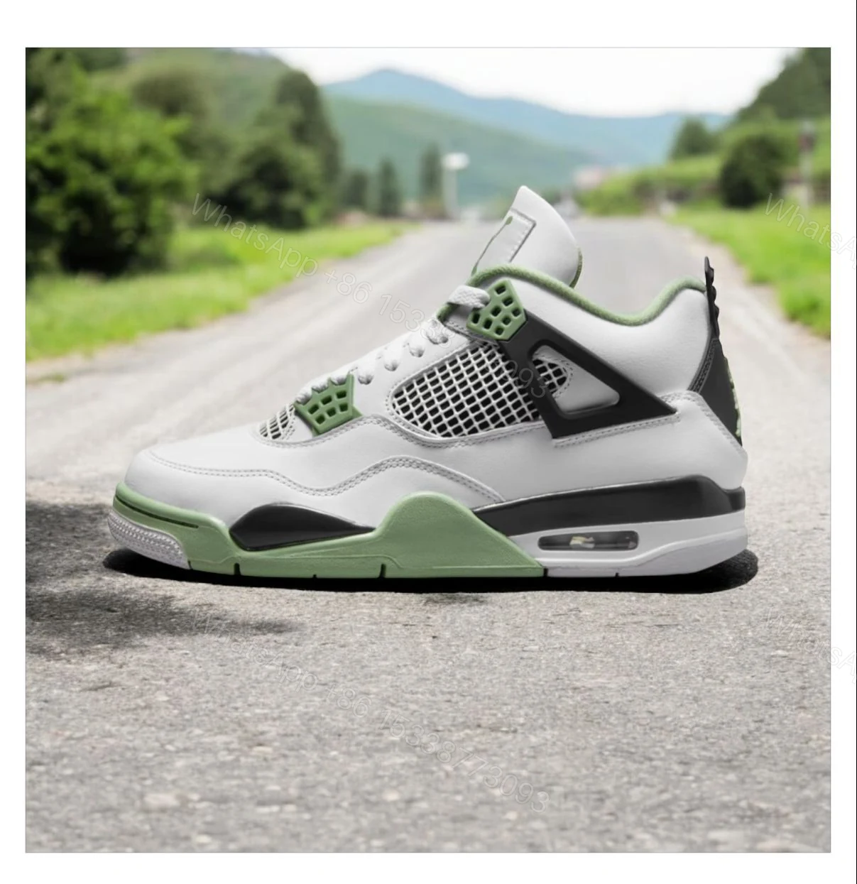 View 4 of FIRST COPY AIR JORDANS RETRO 4 OIL AURA SEAFOAM