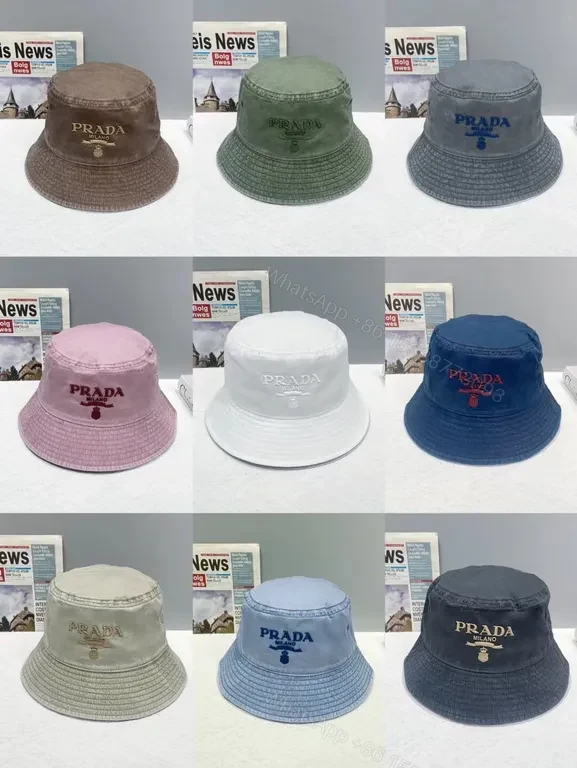 View 4 of Pink Velvet Bucket Hat with Prada Milano Logo - Everyday Luxury