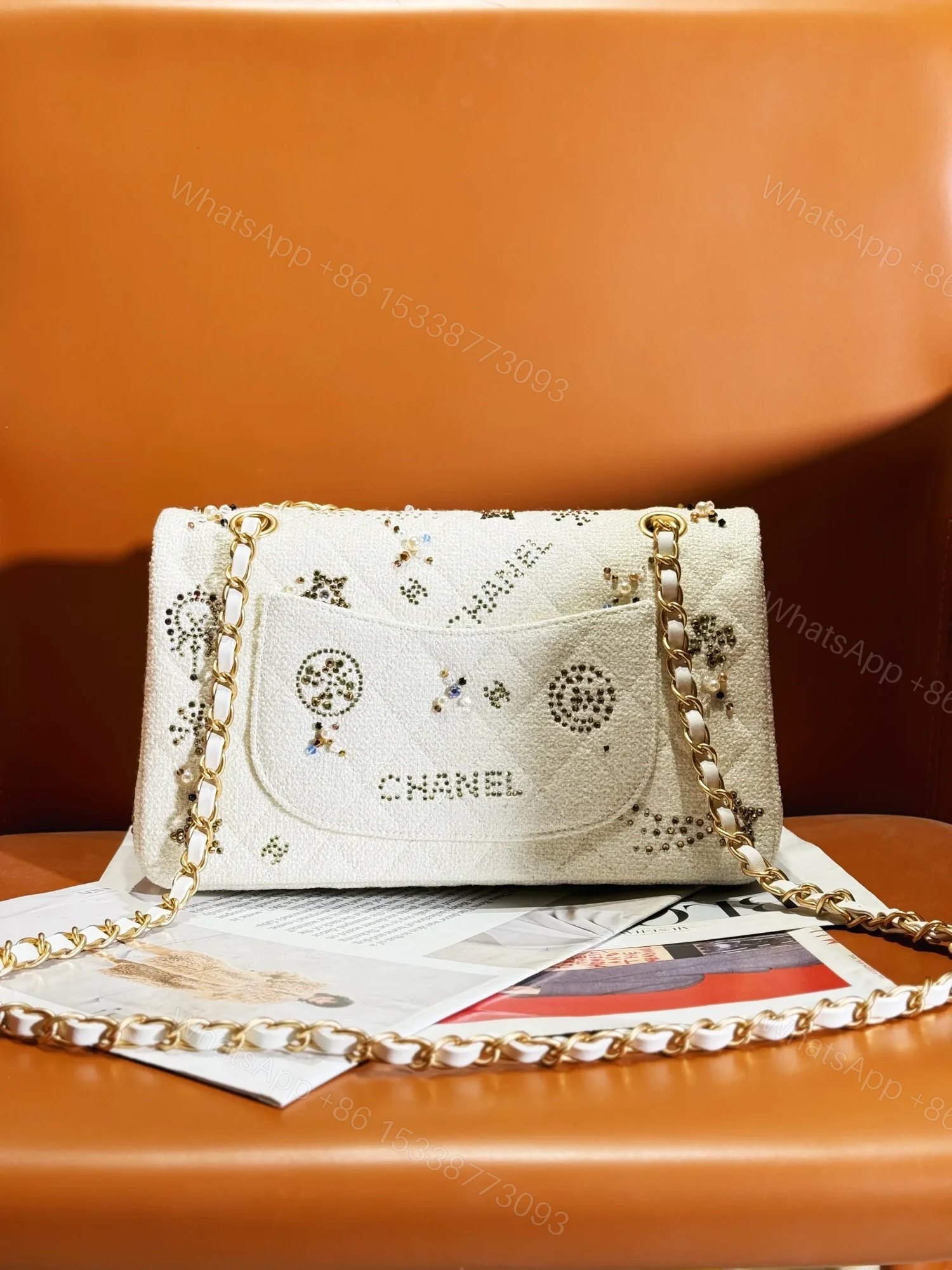 View 6 of Chanel Flap Bag Leather Bag with Gold Hardware