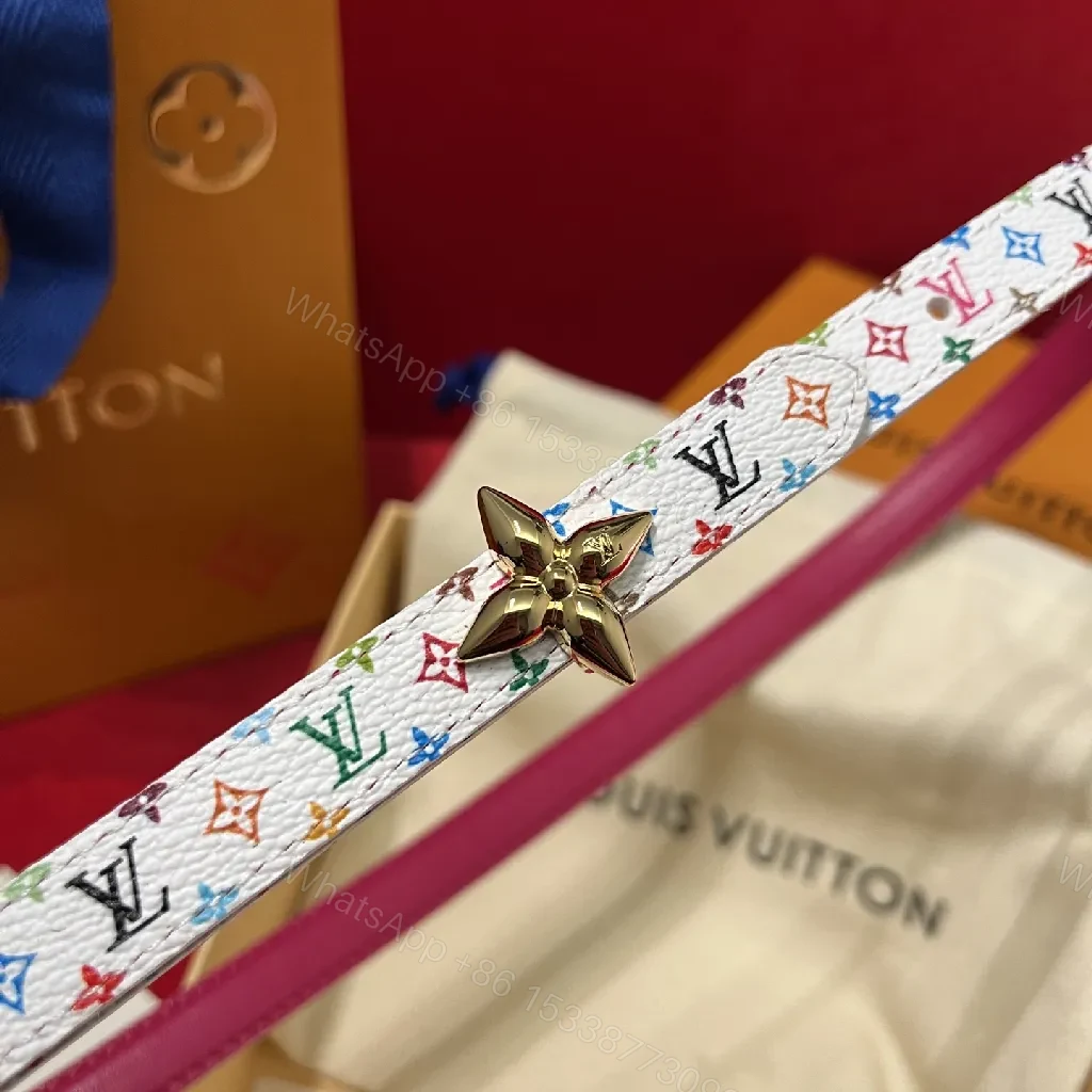 View 9 of Playful Multicolor LV-Inspired Belt with Floral Clasp
