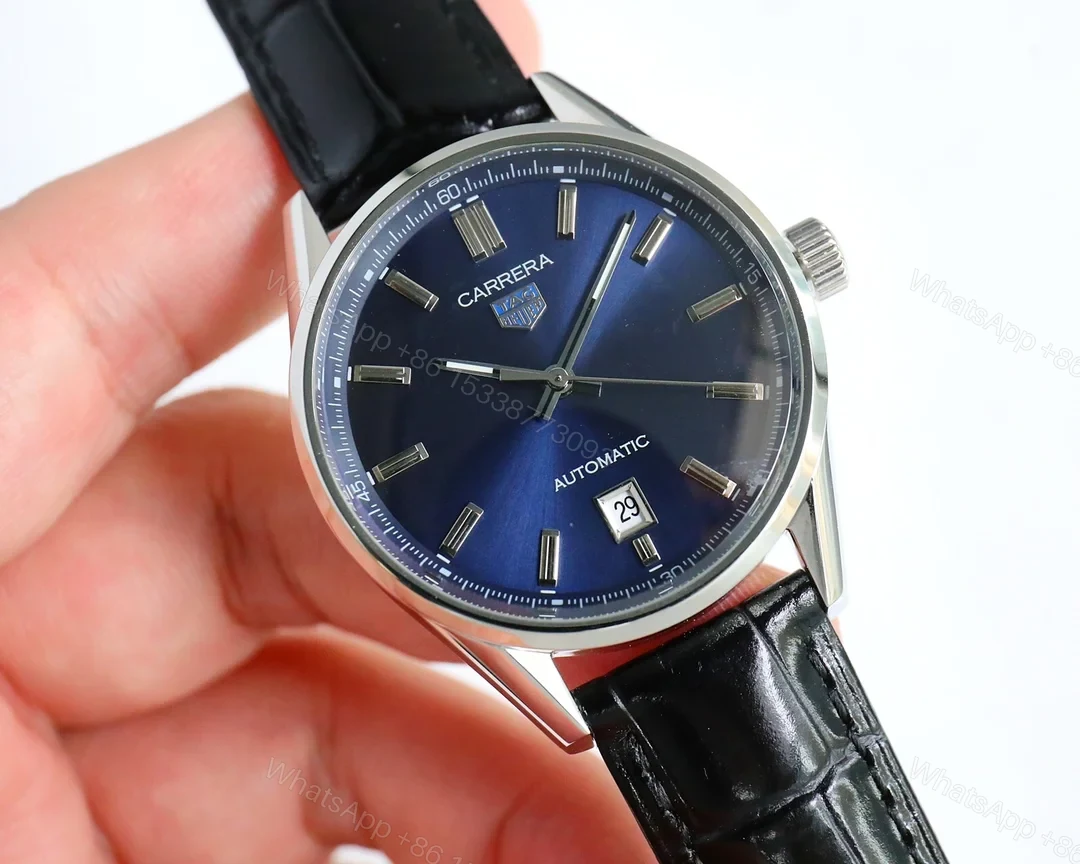 View 2 of TAG Heuer Carrera Calibre 5 Day Date Stainless Steel Blue Alligator WAR201E.FC6292
