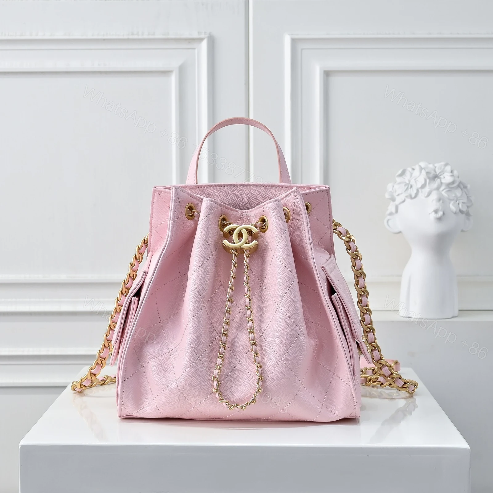 View 2 of Chanel 25 Medium Size Backpack Grain Effect And Gold Metal Pink 23Cm