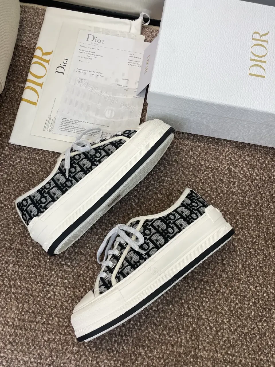View 6 of Black Denim Dior-Style Platform Sneakers