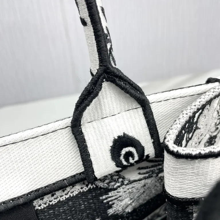 View 2 of Bold Couture Tote: Black-White Tapestry Designer Tote