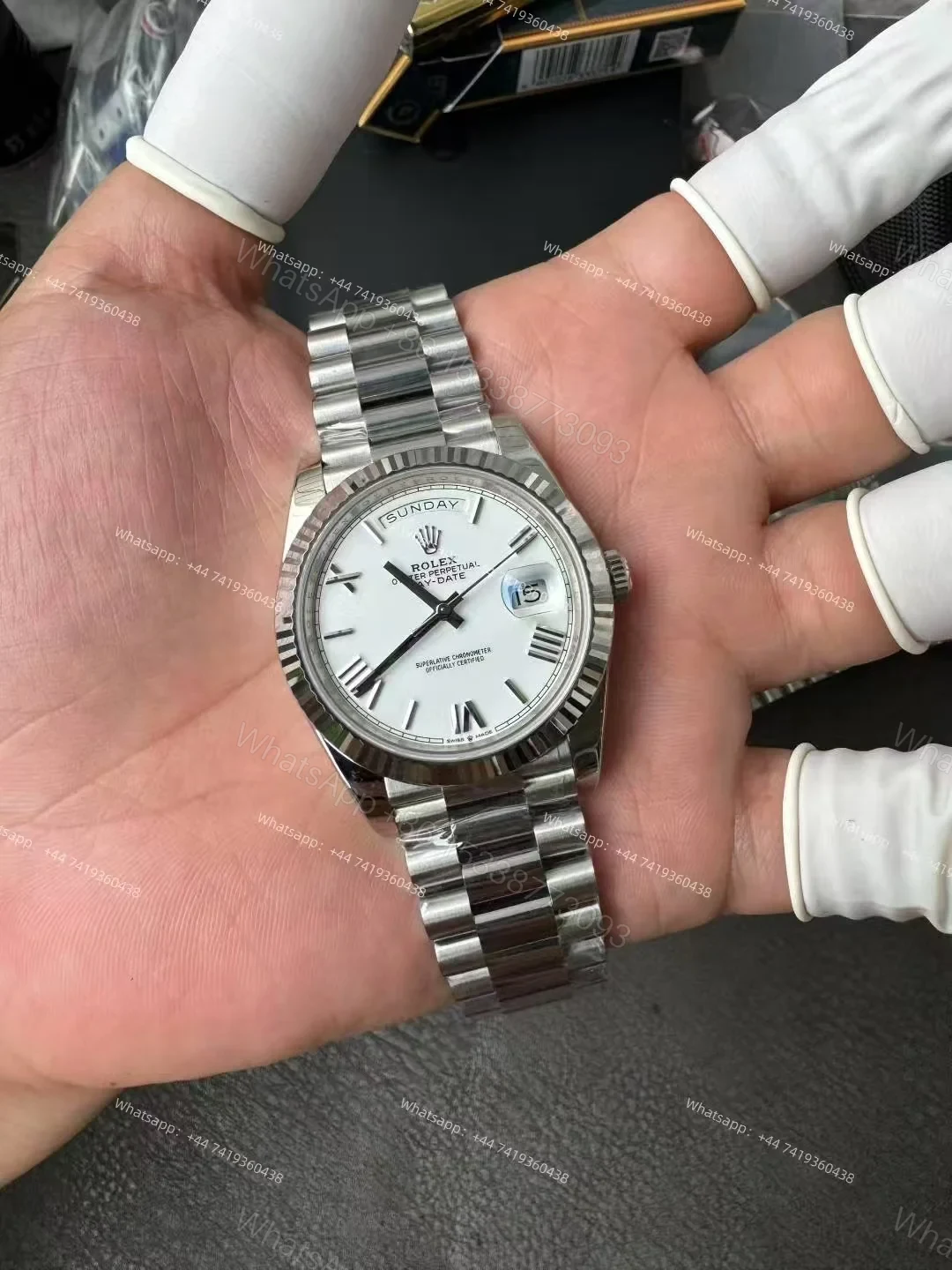 View 3 of Rolex Day-Date M228239-0046 1:1 Replica White Roman Dial 40MM 3255 Movement Presidential Bracelet Super Clone Watch