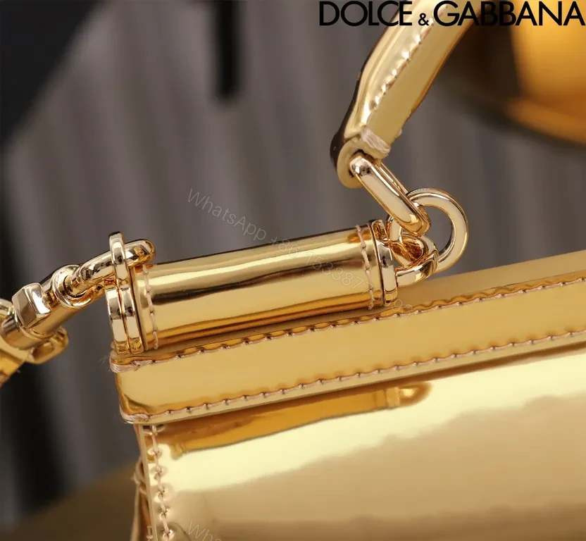 View 6 of Gleaming Gold Satchel â€” Premium Calfskin, Gold-Tone Hardware, Crossbody Ready, Dolce & Gabbana Bag