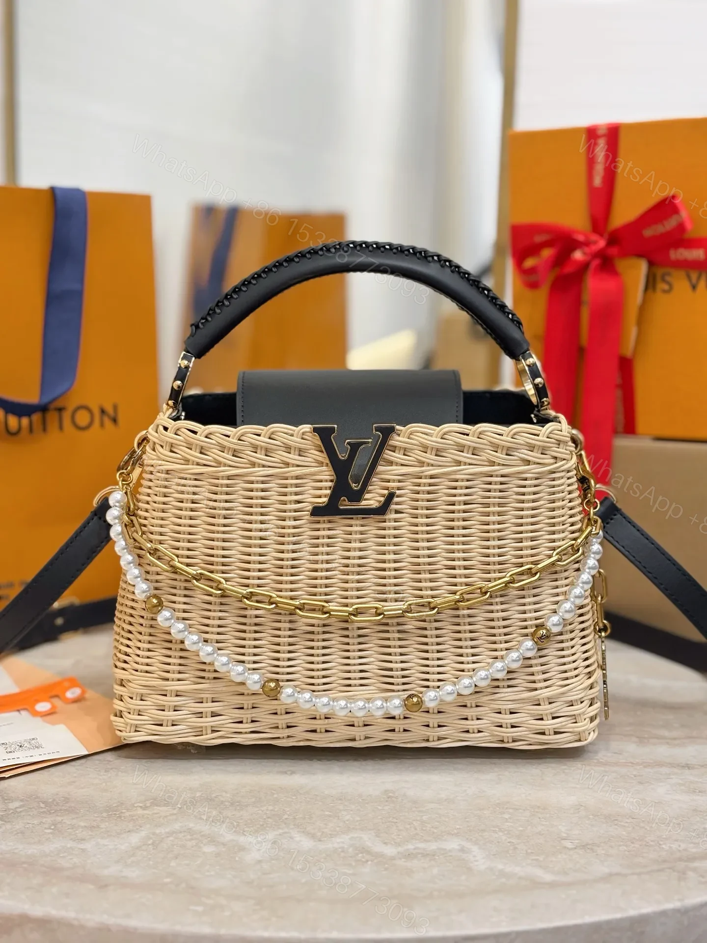 View 2 of Louis Vuitton Capucines BB Handbag Brown Beige