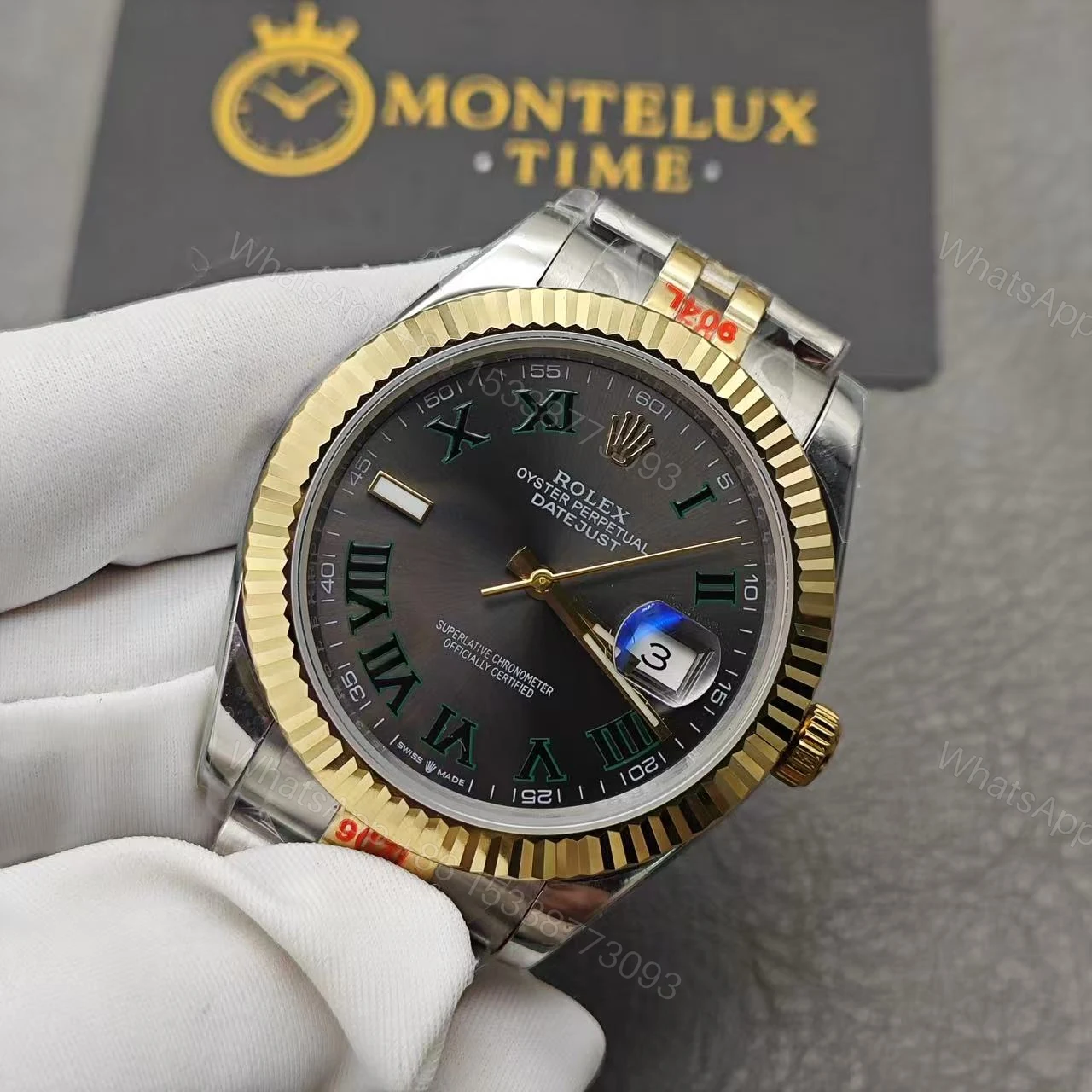 View 5 of Replica Rolex Datejust Rhodium Dial 126333 “Wimbledon” Fluted Jubilee 41mm Superclone