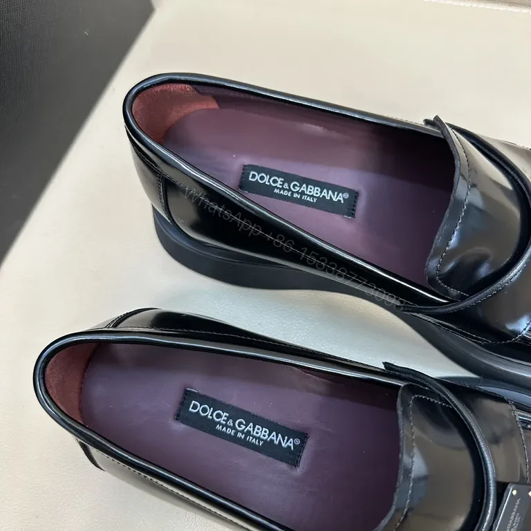 View 2 of Lux Polished Leather Loafers with Subtle Hardware Elevation